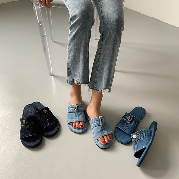 Papuci de damă din denim în trei culori