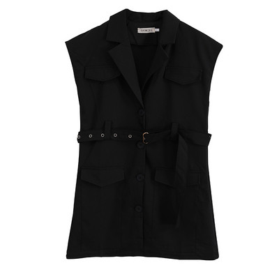 Rochie de dama eleganta cu nasturi si curea in doua culori