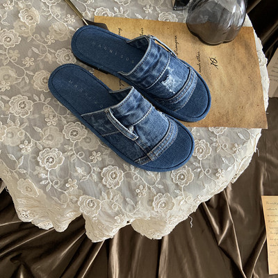 Papuci casual din denim în trei culori