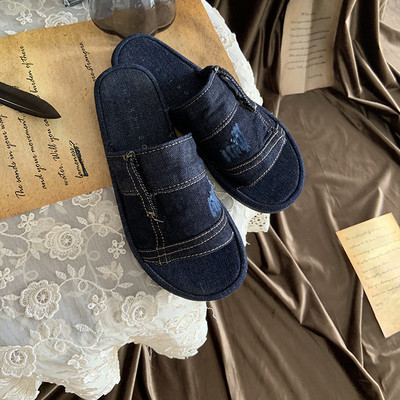 Papuci casual din denim în trei culori