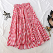 Fusta lunga de dama in carouri cu talie inalta in mai multe culori