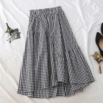 Fusta lunga de dama in carouri cu talie inalta in mai multe culori