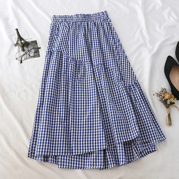 Fusta lunga de dama in carouri cu talie inalta in mai multe culori