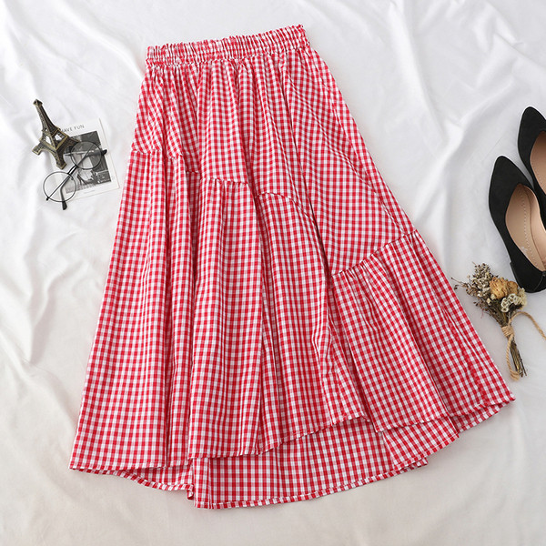 Fusta lunga de dama in carouri cu talie inalta in mai multe culori