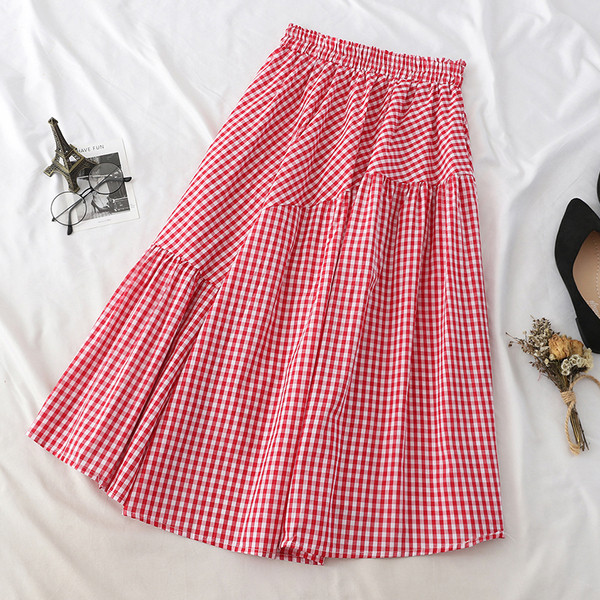 Fusta lunga de dama in carouri cu talie inalta in mai multe culori