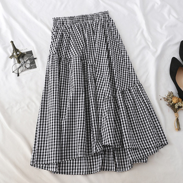 Fusta lunga de dama in carouri cu talie inalta in mai multe culori