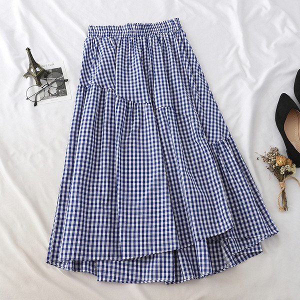 Fusta lunga de dama in carouri cu talie inalta in mai multe culori