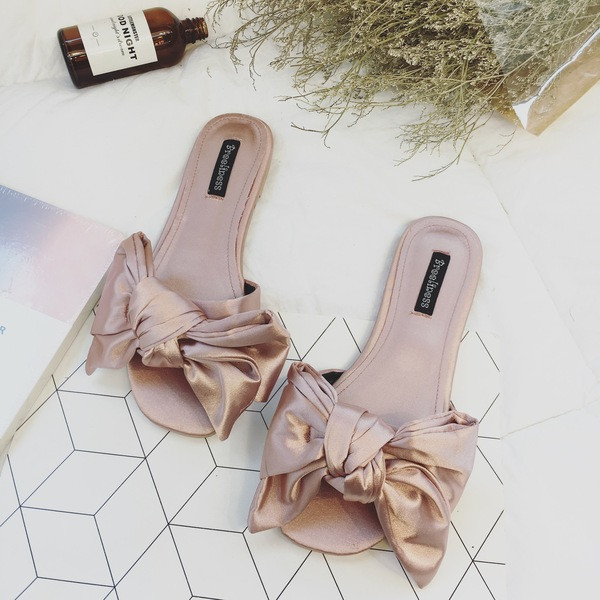 Papuci moderni de dama cu panglica in trei culori