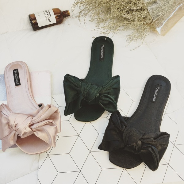 Papuci moderni de dama cu panglica in trei culori