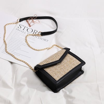 Ежедневна дамска чанта от еко кожа с метална верижка в няколко цвята