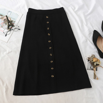 Модерна дамска дълга пола с копчета и висока талия в няколко цвята