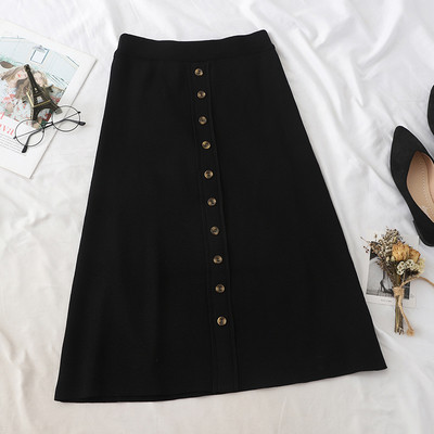 Модерна дамска дълга пола с копчета и висока талия в няколко цвята