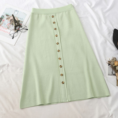 Модерна дамска дълга пола с копчета и висока талия в няколко цвята