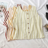 Maiou de damă de zi cu dungi cu nasturi în mai multe culori