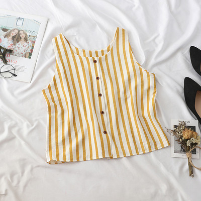 Maiou de damă de zi cu dungi cu nasturi în mai multe culori