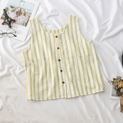 Maiou de damă de zi cu dungi cu nasturi în mai multe culori