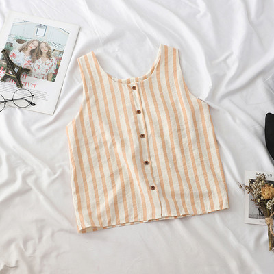 Maiou de damă de zi cu dungi cu nasturi în mai multe culori