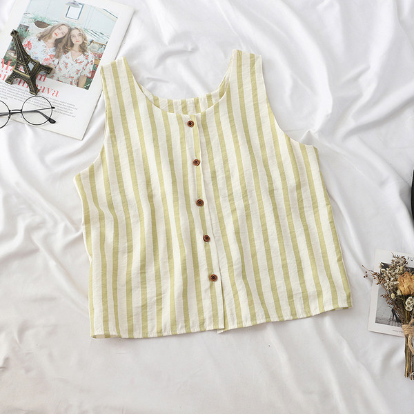 Maiou de damă de zi cu dungi cu nasturi în mai multe culori