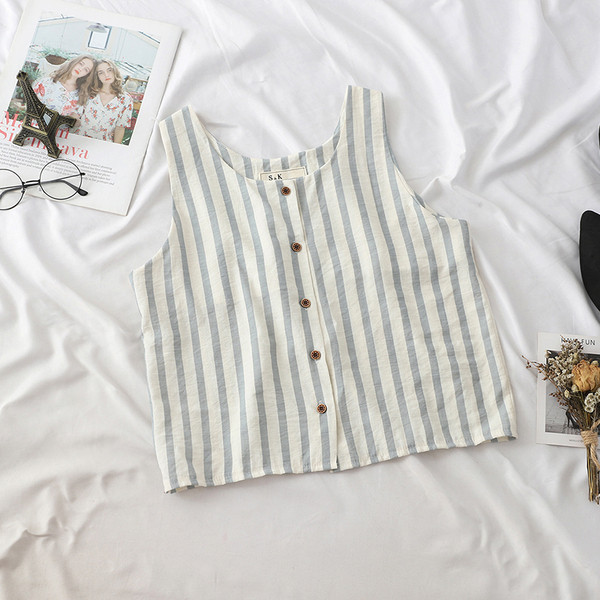 Maiou de damă de zi cu dungi cu nasturi în mai multe culori