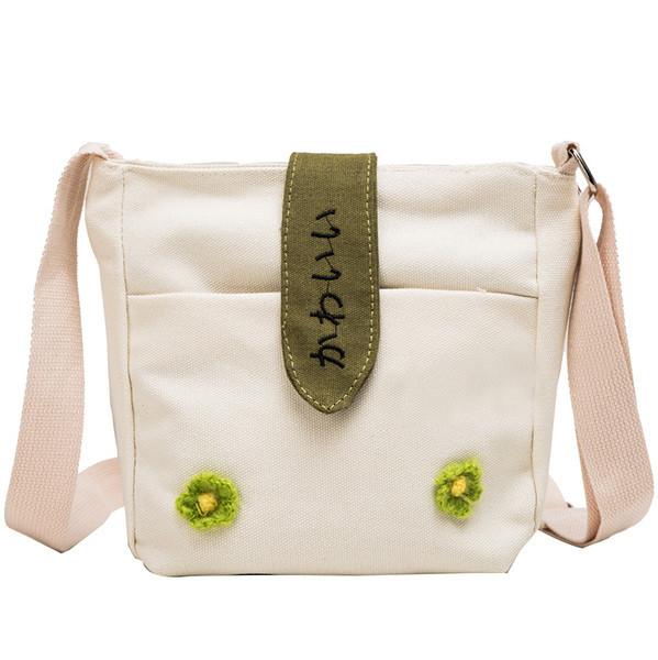 Geanta de dama de zi cu zi cu aplicatie in alb si verde