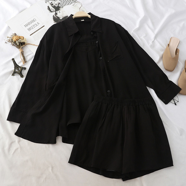 Set elegant pentru femei din trei părți în roz, negru și alb