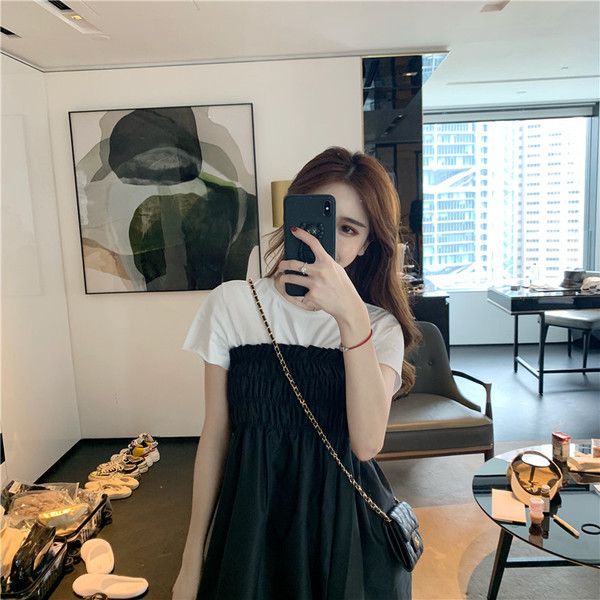 Rochie de dama cu croiala elastica model in doua culori