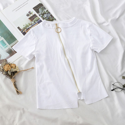 Bluză de damă modernă cu mâneci scurte și fermoar în mai multe culori