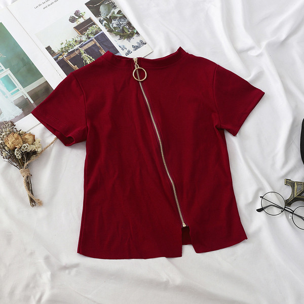 Bluză de damă modernă cu mâneci scurte și fermoar în mai multe culori