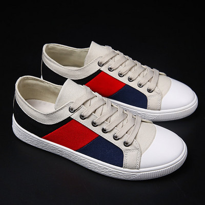 Ανδρικά πάνινα παπούτσια σε τρία χρώματα με επίπεδη σόλα