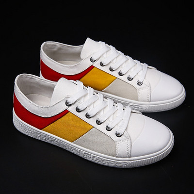 Ανδρικά πάνινα παπούτσια σε τρία χρώματα με επίπεδη σόλα