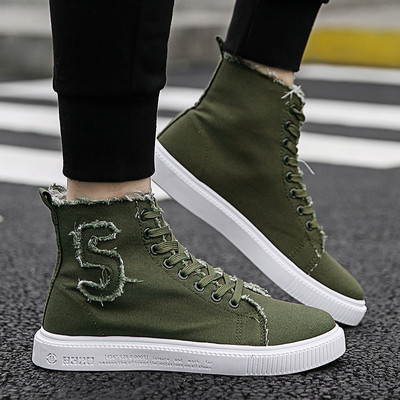 Ανδρικά πάνινα παπούτσια σε τρία χρώματα με επίπεδη σόλα