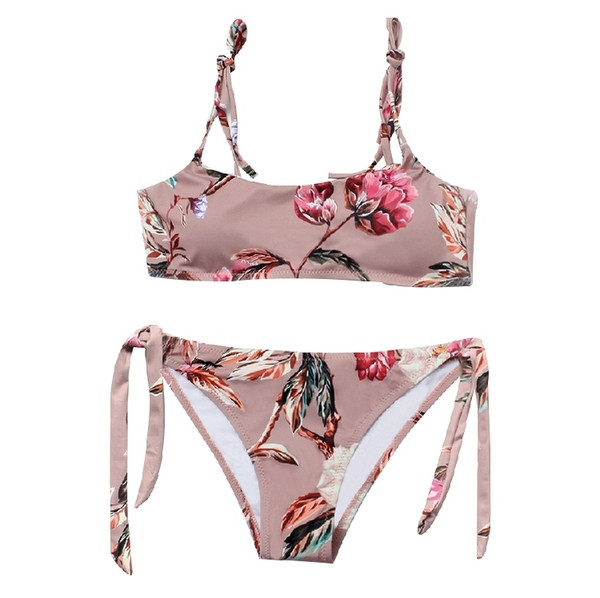 Costum de baie modern din două piese cu model floral