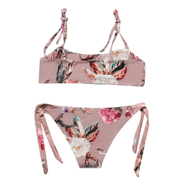 Costum de baie modern din două piese cu model floral