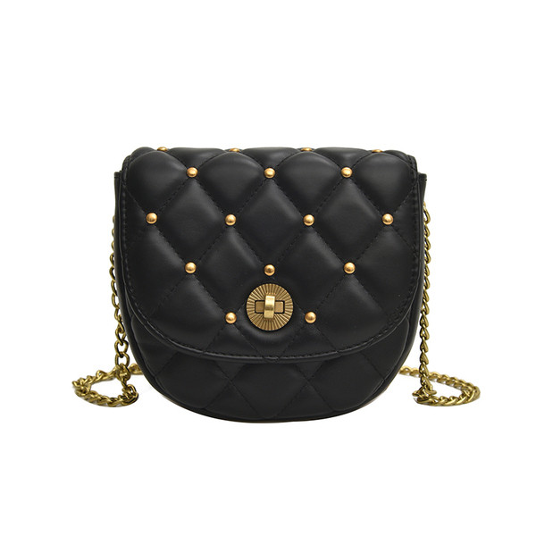 Eko bőrből készült modern női táska fém lánccal és kövekkel