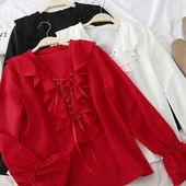 Stílusos női ing hosszú ujjal és nyakkendővel több színben