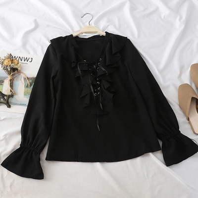 Stílusos női ing hosszú ujjal és nyakkendővel több színben