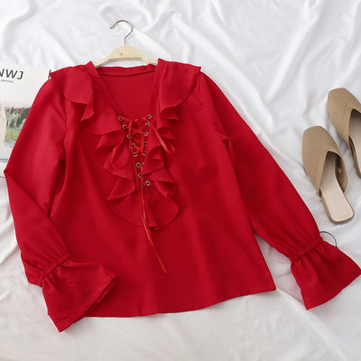 Stílusos női ing hosszú ujjal és nyakkendővel több színben