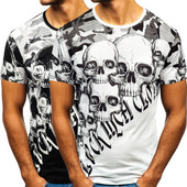 Tricou casual pentru bărbați în alb și negru