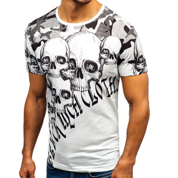 Tricou casual pentru bărbați în alb și negru