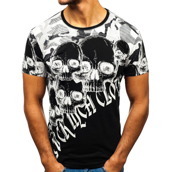 Tricou casual pentru bărbați în alb și negru