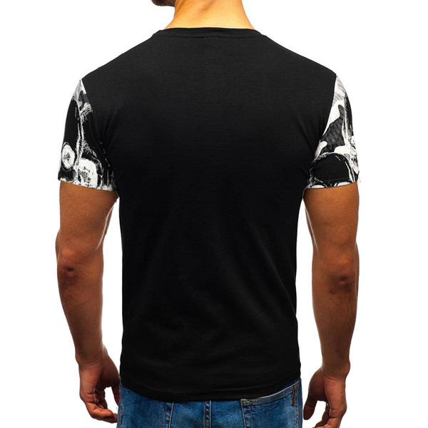 Tricou casual pentru bărbați în alb și negru