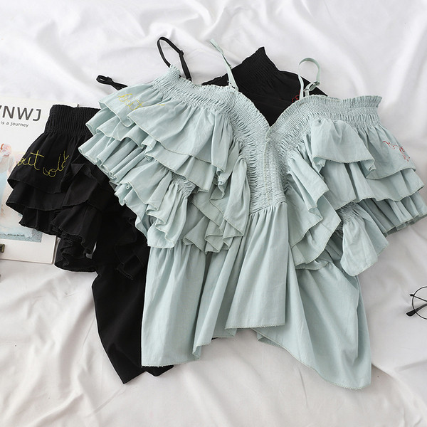 Bluză de damă elegantă, model nou, cu bretele și mâneci căzute în mai multe culori