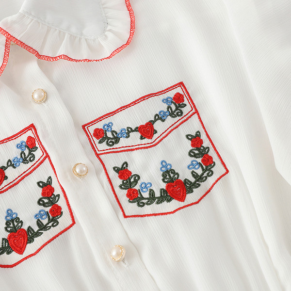 Rochie moderna de dama cu broderie si guler in alb-negru