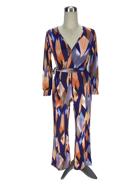 Γυναικεία καθημερινή ολόσωμη φόρμα  V-neck casual, μακρύ μανίκι 