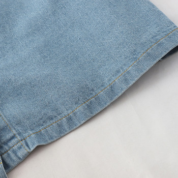 Rochie casual de dama din denim cu nasturi si maneci scurte