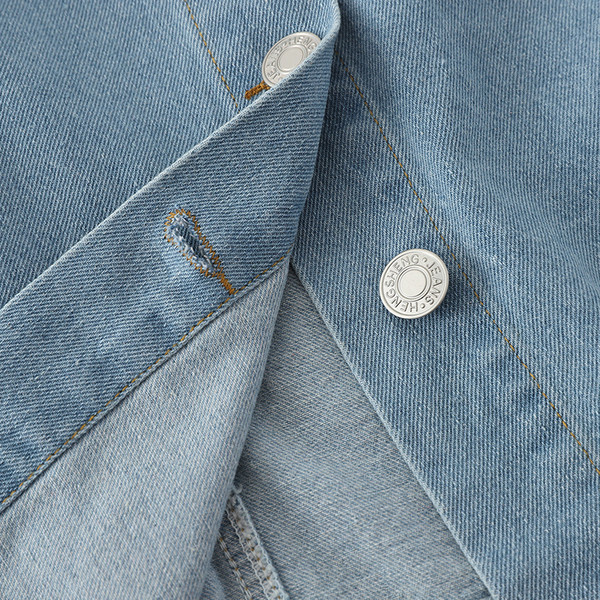 Rochie casual de dama din denim cu nasturi si maneci scurte