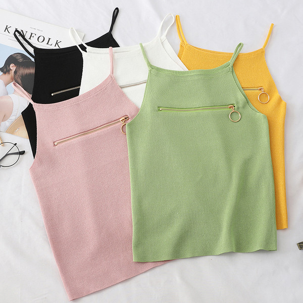 Maieu casual dama cu bretele subtiri si fermoar in mai multe culori