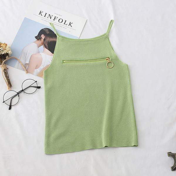 Maieu casual dama cu bretele subtiri si fermoar in mai multe culori