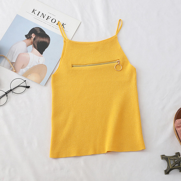 Maieu casual dama cu bretele subtiri si fermoar in mai multe culori