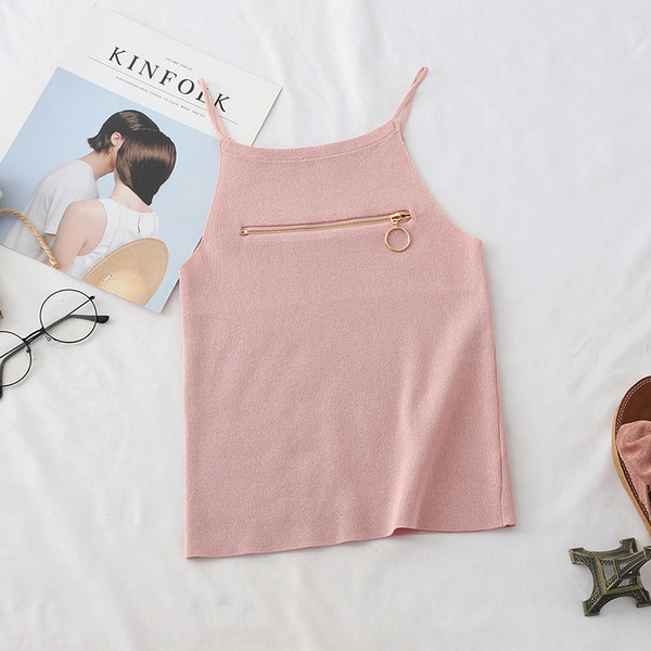 Maieu casual dama cu bretele subtiri si fermoar in mai multe culori